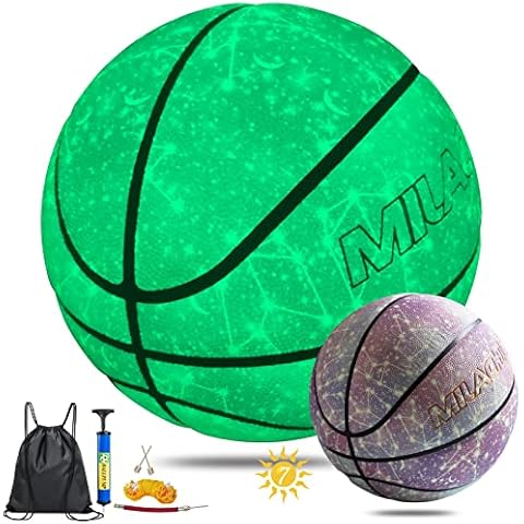 MILACHIC Basketball, leuchtet im Dunkeln, 72,4 cm, leuchtender Leder-Basketball, beleuchteter Basketball, Geschenk für Jungen Cover