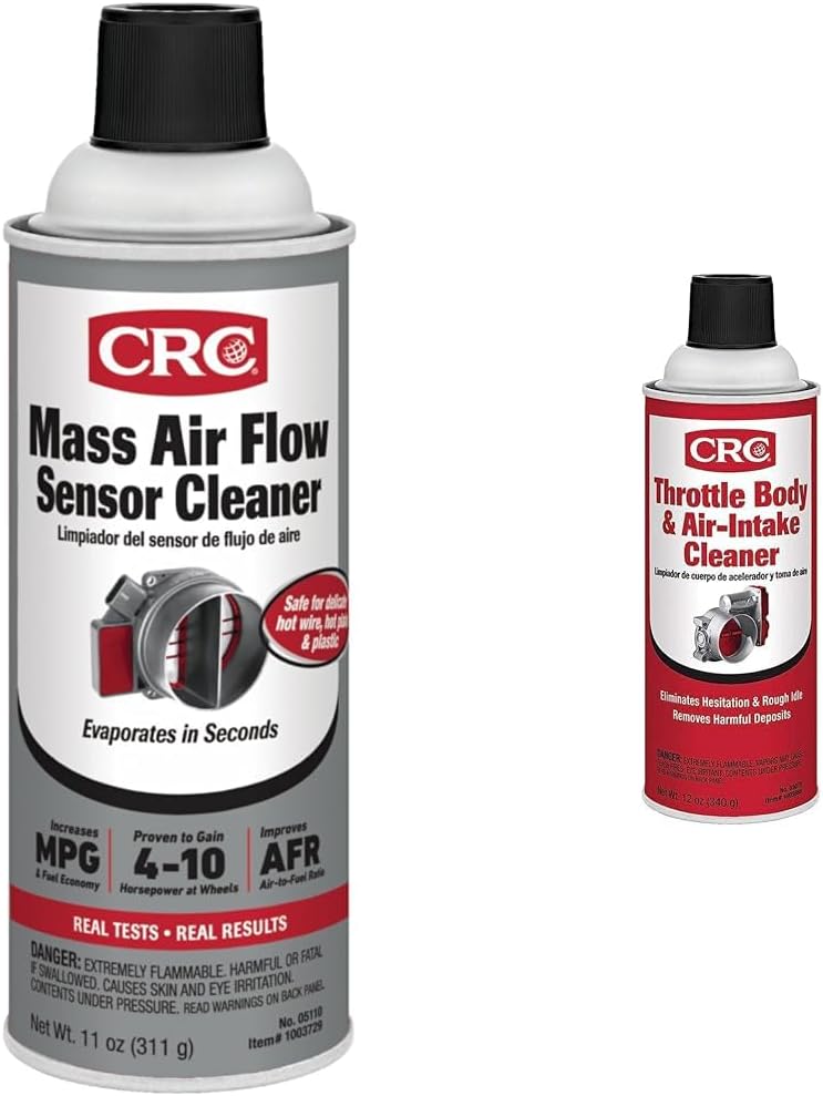 CRC Mass Air Flow Sensor Cleaner 11oz & Throttle Body Cleaner 12oz Bundle