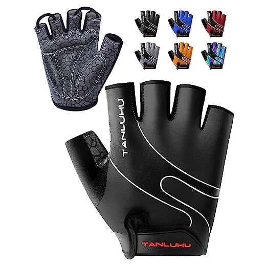 Tanluhu Cycling Gloves - Mountain Bike, Road Racing Riding, Breathable Shock-Absorbing Biking Gloves - Half Finger, Men and Women (Black, L)