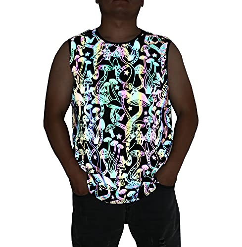 LZLRUN Rainbow Mushroom Reflective Vest Clothing Shirt Top for Men (L)
