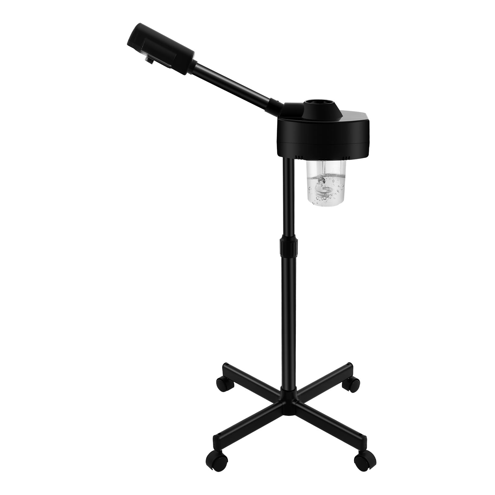 Parowiec do twarzy, regulowany parownik do twarzy i stóp 800 W, pielęgnacja ozonu, masaż spa 680 ml, obrotowa parownica, do sauny twarzy, z dyszą 360°, do salonu i domu (czarny)