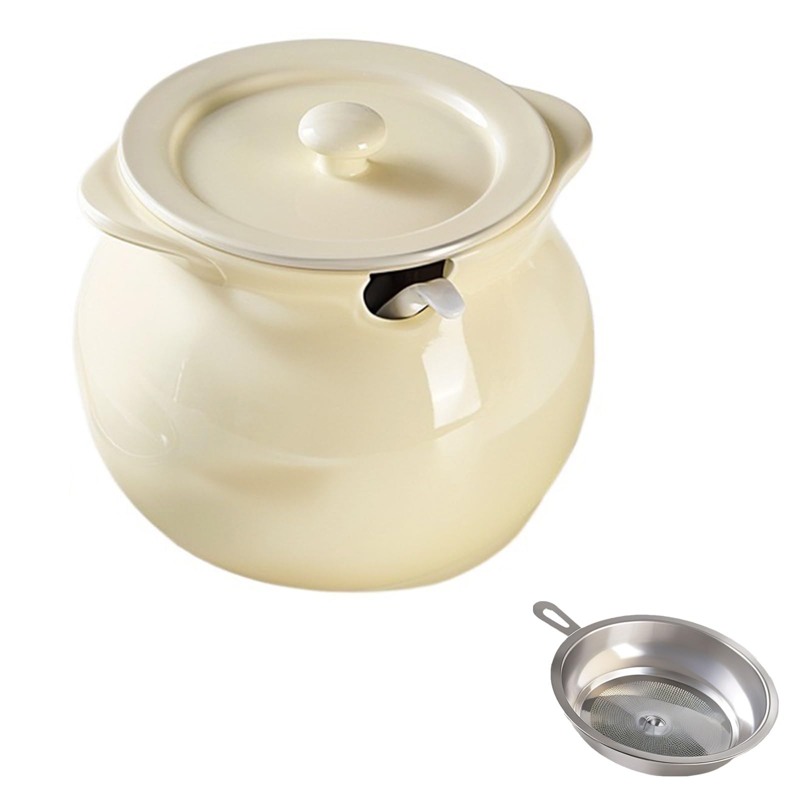 Barattolo con Coperchio, Contenitore per spezie in Ceramica, zuccheriera, Barattolo per Sale in Porcellana e Ceramica, Contenitore per spezie in zuccheriera (Bianco)