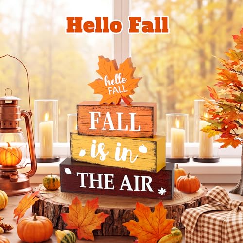 Image of 4 Pcs Fall Wooden Decor, Fall Table Decorations Gifts for Home