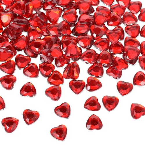 DOPENSPI Rot Herzen Diamantkristalle Diamantene Hochzeit Streudeko 12mm Rubinhochzeit Herz Deko Konfetti Steine Kristalle Weihnachten Geschenk Füllung Dekoration Hochzeit Verlobung Valentinstag(200)