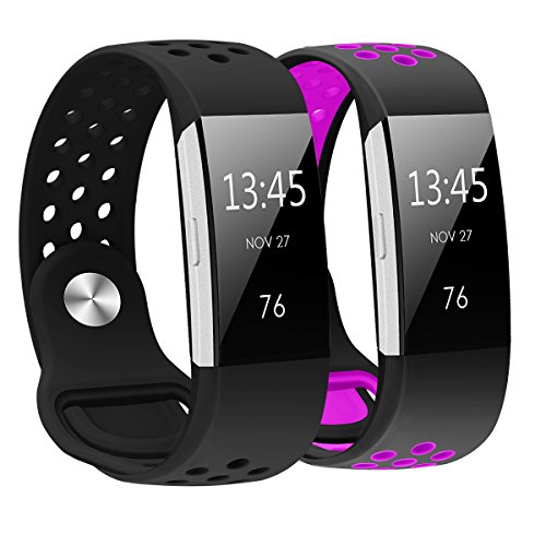 (�P�[���[�g�b�v) KUTOP Fitbit Charge 2�p�����o���h �V���R���� ���߉\ �X�|�[�c�E�t�B�b�g�l�X S�T�C�Y L�T�C�Y ���̎q �j�̎q Small(5.1-6.9 in)