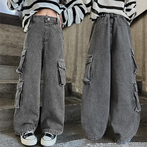 Girls Jeans Elastic Wasit Wide Leg Pants Kids Jeans 5-16 Years3