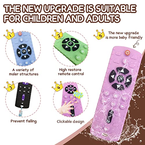 Fateort New Upgrade Key Presses 2-Pack Silicone Baby Teething Toys For Babies 3 Months+, Pressable Remote Control Shape Teething Toys Boys Girls Baby Chew Toys, Relief Baby Teething Gum #TOP1