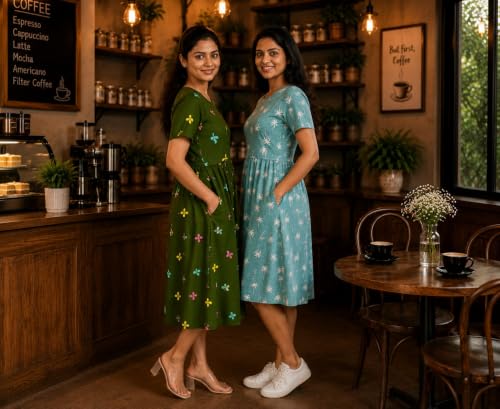 Image of Maternity Feeding Maxi Dress with Pockets, Green Butterfly Print, Zipless Long Pregnancy Gown, Pre & Post Maternity Wear Ankle Length