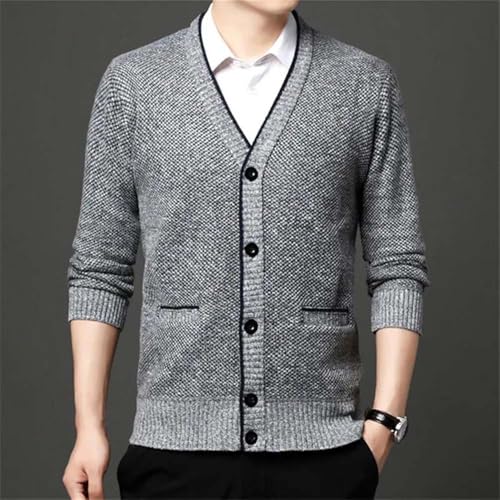 Men V Neck Cardigan Sweater Casual Button Front Single Breasted Long Sleeve Pullover Knitwear2