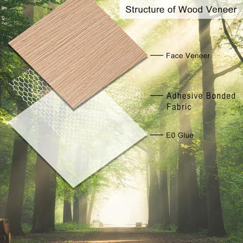 Image of GSCIT Club 12 PCS Red Oak Wood Veneer, 8 inch x 8 inch Wood Edge Banding Pre-glued Flexible, Veneer Tape Banding for Cabinet Repair Furniture Restoration