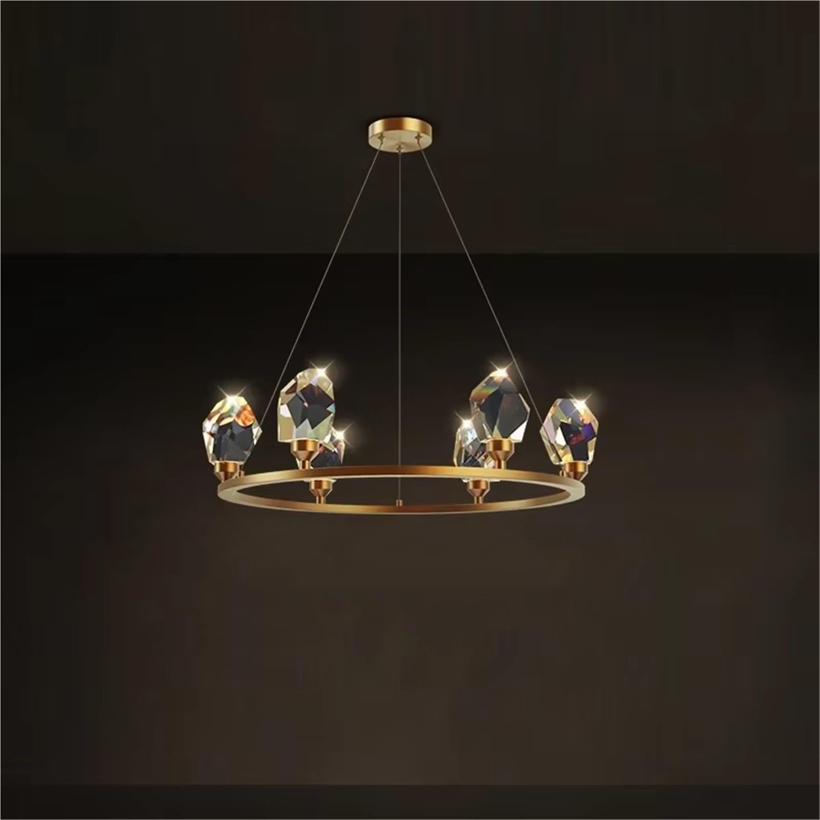 ASerZenith Led Copper Crystal Designer Ceiling Chandelier Foyer Bedroom Ceiling Lights(3Colors Lamp-6 Heads)