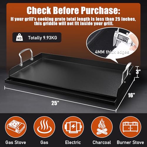 image for Uniflasy Cast Iron Griddle, Flat Top Griddle for Gas Grill with Nonsti