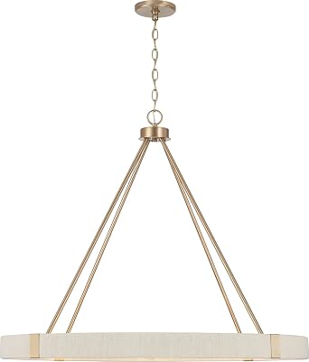 Capital Lighting 449881MA Delaney Modern Hand-Wrapped Rope Round Chandelier, 8-Light 480 Total Watts, 30" H x 36" W, Matte Brass