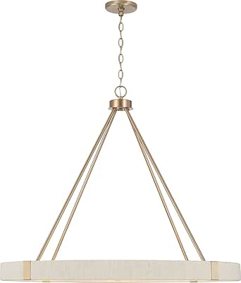 Capital Lighting 449881MA Delaney Modern Hand-Wrapped Rope Round Chandelier, 8-Light 480 Total Watts, 30" H x 36" W, Matte Brass
