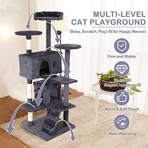 Torre para Gatos Alta 54" para Interiores miniatura 3