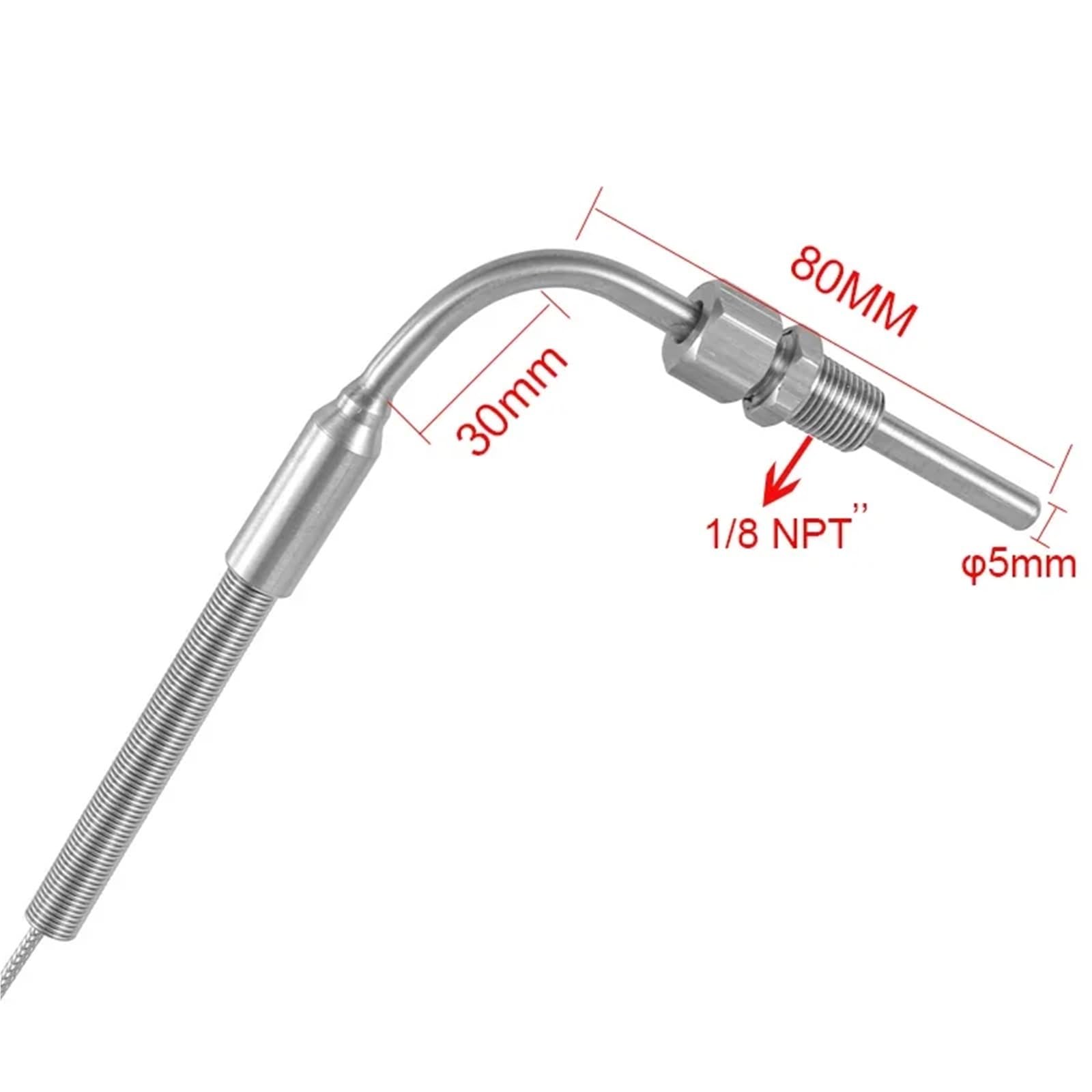 Sonda móvil de acero inoxidable tipo K con sensor de temperatura termopar 1M/2M/3M/4M/5M Cable para controlador de temperatura (cable 4M)