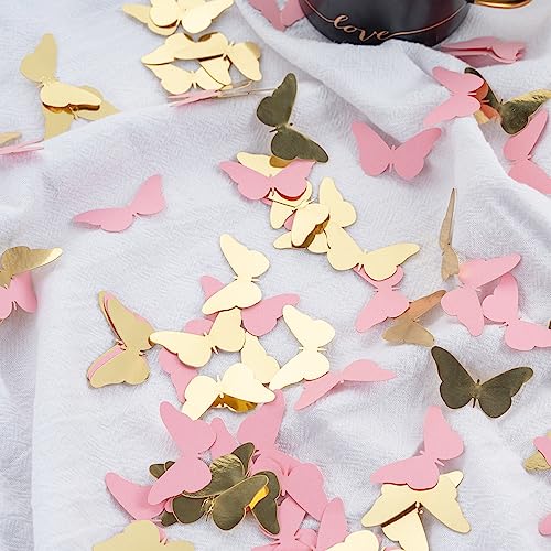 Image of 300PC Pink Gold Butterfly Confetti Butterfly Baby Shower Decorations Spring Wedding Bridal Shower Birthday Table Decor (Pack of 3)