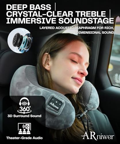 ARniwer Bluetooth Music Semicircular Neck Pillow Wireless Bluetooth Speaker Suitable Airplane,Bus,Train,Car,Office,and Outdoor Camping for Sleeping, Resting The Best Travel Essentials. (Black) - image 8