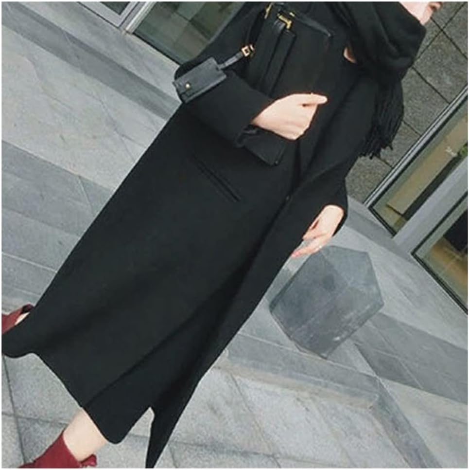 Zykbb ファッションコートの女性無地の厚いポケットの女性秋冬暖かいロングジャケットコート Color Code Size S Black 訳あり商品