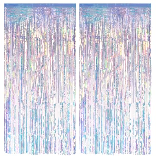 Alaoo Lametta Vorhang Regenbogenfarben, 2 Stück Party Vorhänge...