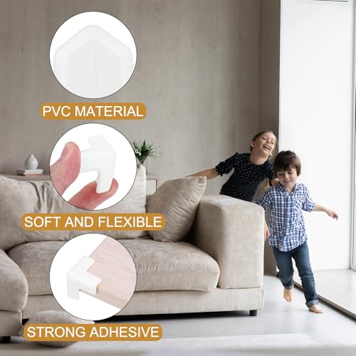 Image of uxcell Corner Protectors, 12 Pcs Table Corner Protectors, Furniture Corner Guard and Edges Safety Bumpers for Table Edges and Sharp Corners (T-Shaped, White)