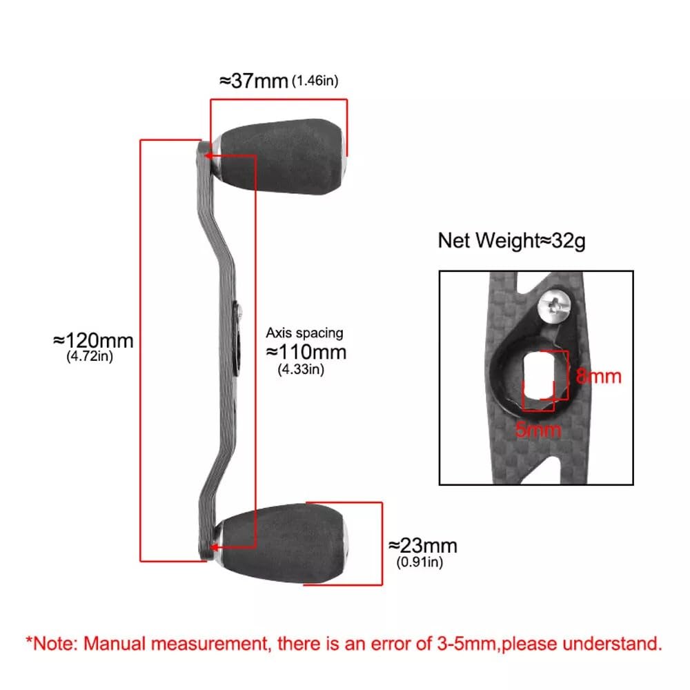 UCCKEYI EVA Carbon Fiber Baitcaster Reel Handle Compatible with TATULA ZILLION HLC R CT HD SV TWS