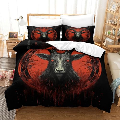 Housse de couette chèvre noire lit king size 220x240cm respirante douce