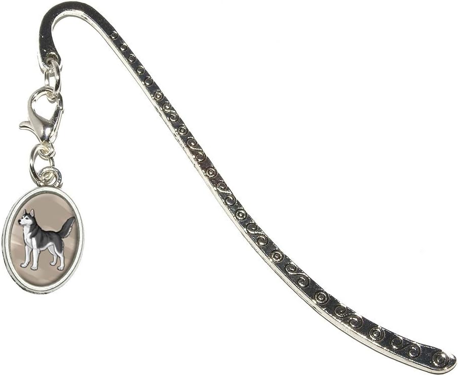 Siberian Husky - Pet Dog Metal Bookmark Page Marker with Oval Charm