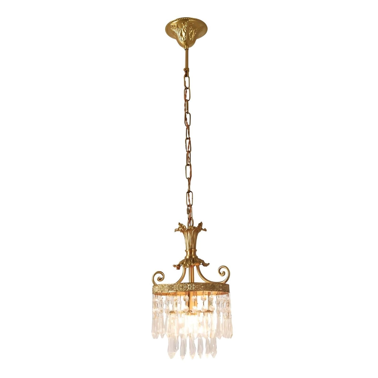 Lustre en cristal vintage en laiton pour salon et chambre
