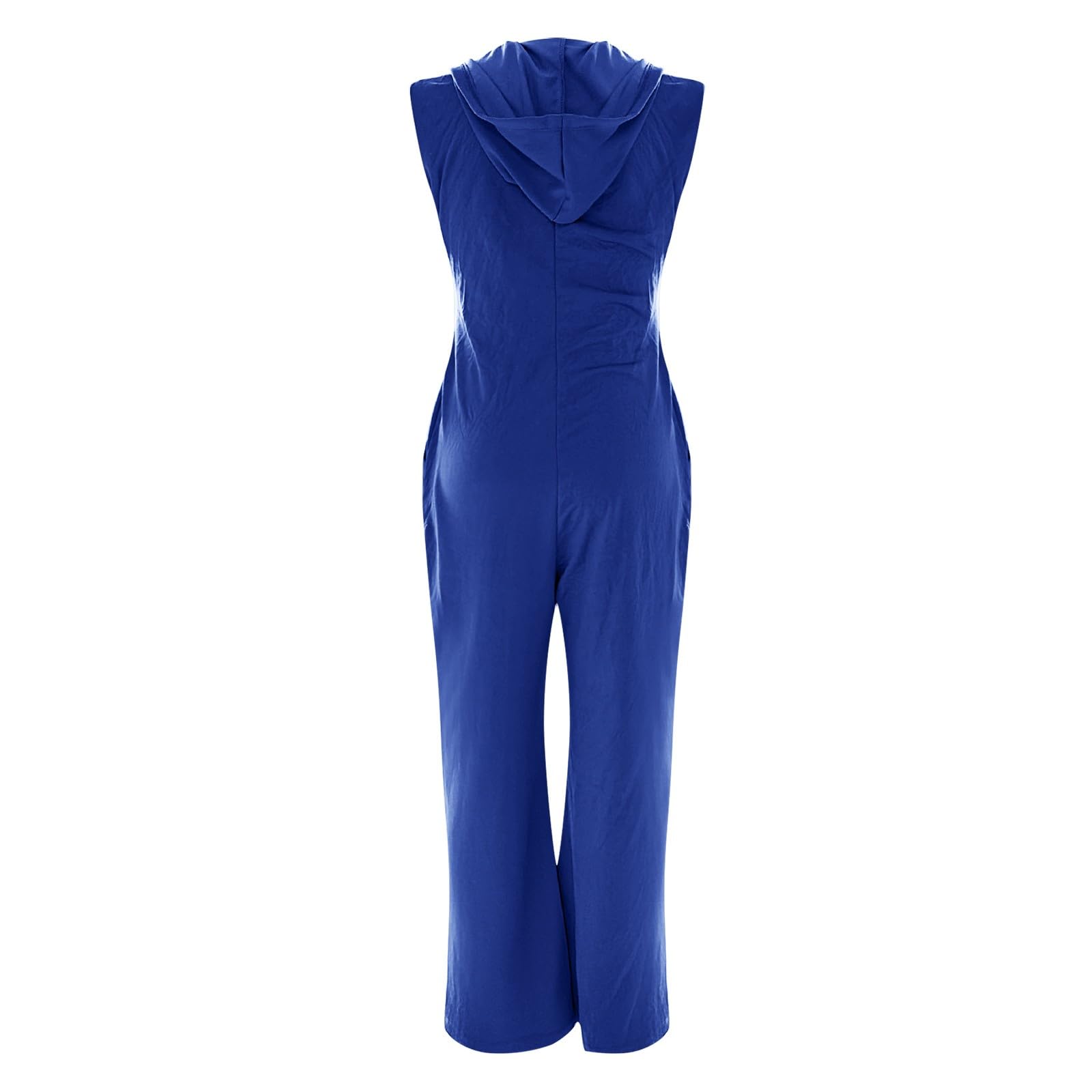 Combinaison Pantalon Femme Capuche Col V Fermeture Éclair sans Manches Poches Coupe Ample Style Rétro Sport Décontracté Tenue Quotidienne Loisirs Week End Voyage Été