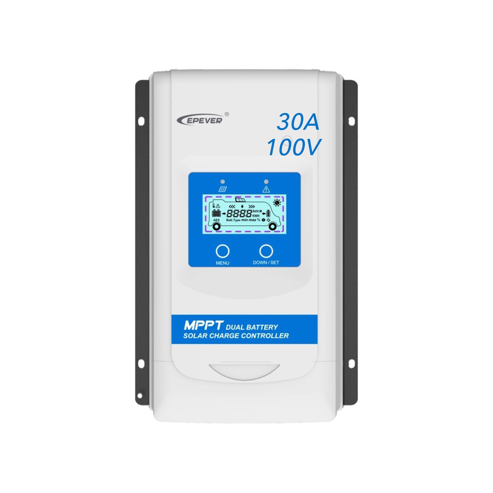 EPEVER® MPPT DuoRacer 30 A regolatore di carica solare DR3210N per 2 batterie, 12 V/24 V, per auto, PV 100 V (DR3210N)