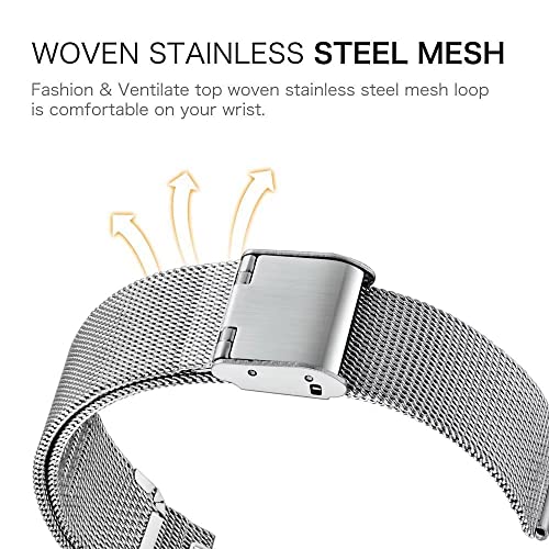 T-BLUER Compatible for Huawei Band 8 Strap,Stainless Steel Metal Replacement Band Bracelet Wristband Accessories with Metal Frame for Huawei Band 7/8/9 Rainbow - Image 4