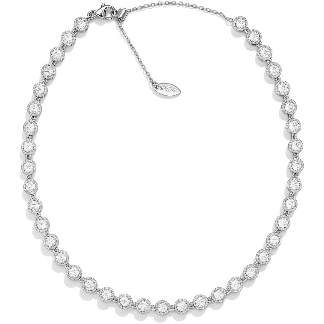 Collana Tennis Donna Regalo Elegante in Acciaio Inossidabile con Zirconi Brillanti, Regolabile 37-46 cm – Gioiello Perfetto per Natale o Anniversario