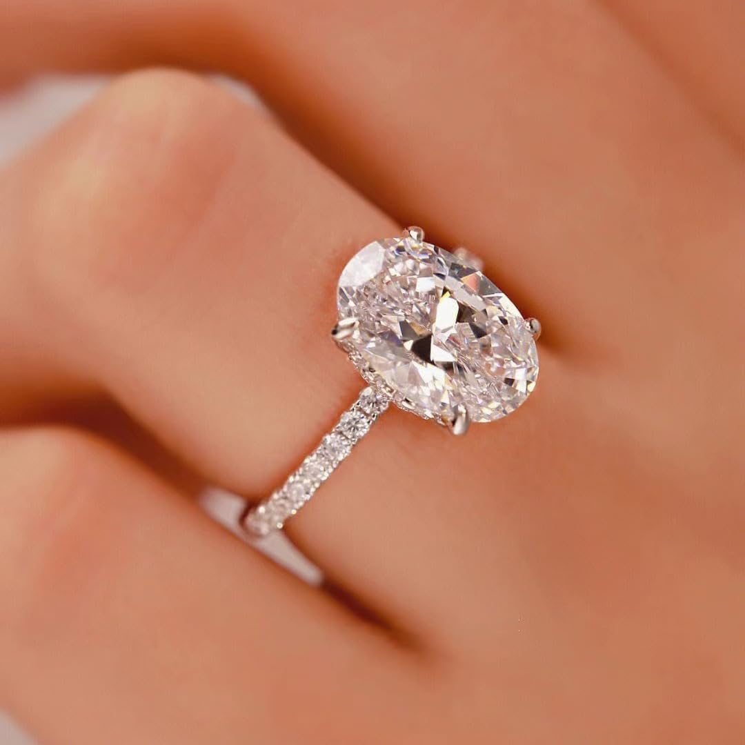 Travel Engagement Rings for Women Fake Engagement Ring Oval Solitaire  Moissanite Engagement Ring Halo Cubic Zirconia Wedding Bands for Promise  Ring Silver Plated CZ Wedding Rings for Bridal Jewelry: Buy Online at