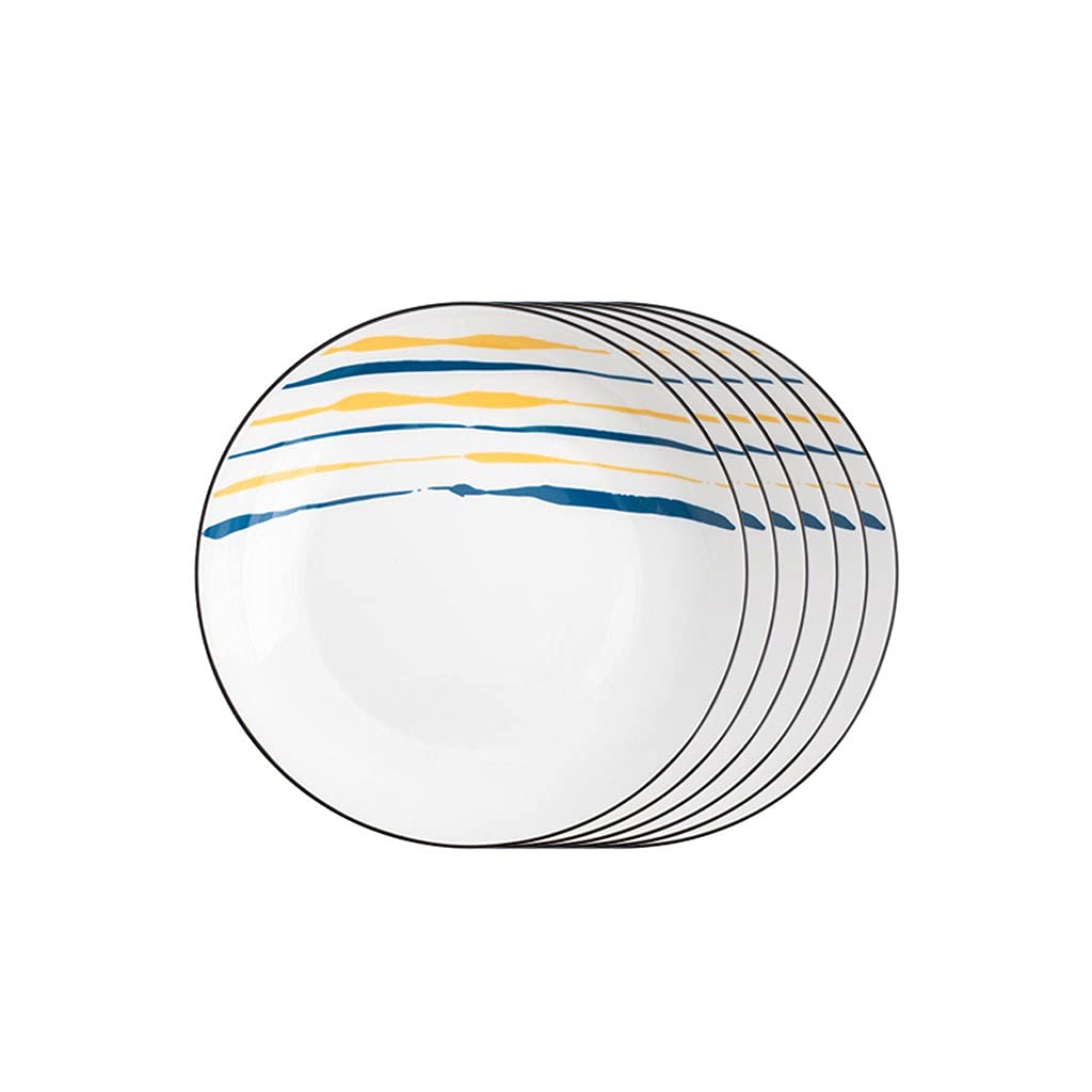 Set di piatti piani in ceramica da 17,3 cm, piatti rotondi per pasta, bistecca e antipasto, confezione da 6