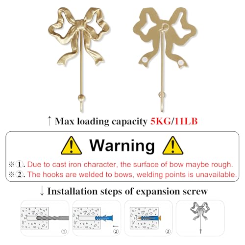 Image of Single Bow Hook,Gold Cast Iron Hook,Size(S):4.1x6.5 inches