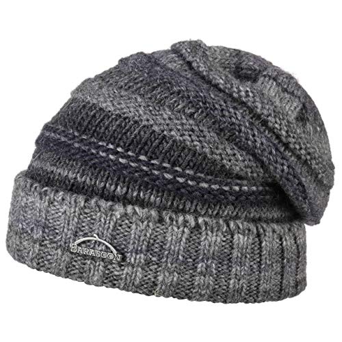 Barascon Julova Melange Strickmütze Beanie Damenmütze Wintermütze Strickbeanie Damen - Made in Italy mit Umschlag, Umschlag Herbst-Winter - One Size grau-meliert Cover