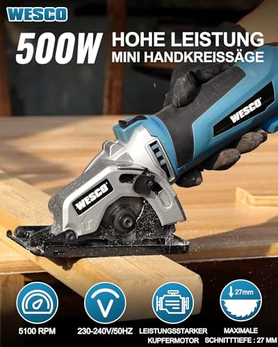 WESCO Mini Handkreissäge 500W für präzise Schnitte