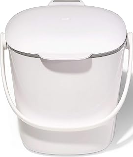 OXO Good Grips Easy-Clean Compost Bin, White, 0.75 Gal | Compact Countertop-Size, Resists Odors, Food Scraps, Food Waste, Easy to Empty, Trash Can