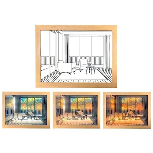 KKYOYRE LED 摕   G LEDƖ ŐS 3F\ Ɖe̕ǂ̎ʐ^ eϊtHgt[ z̓̊G t[̌|p ǂ̑NGCeBu 蕨 (31*22cm, H)