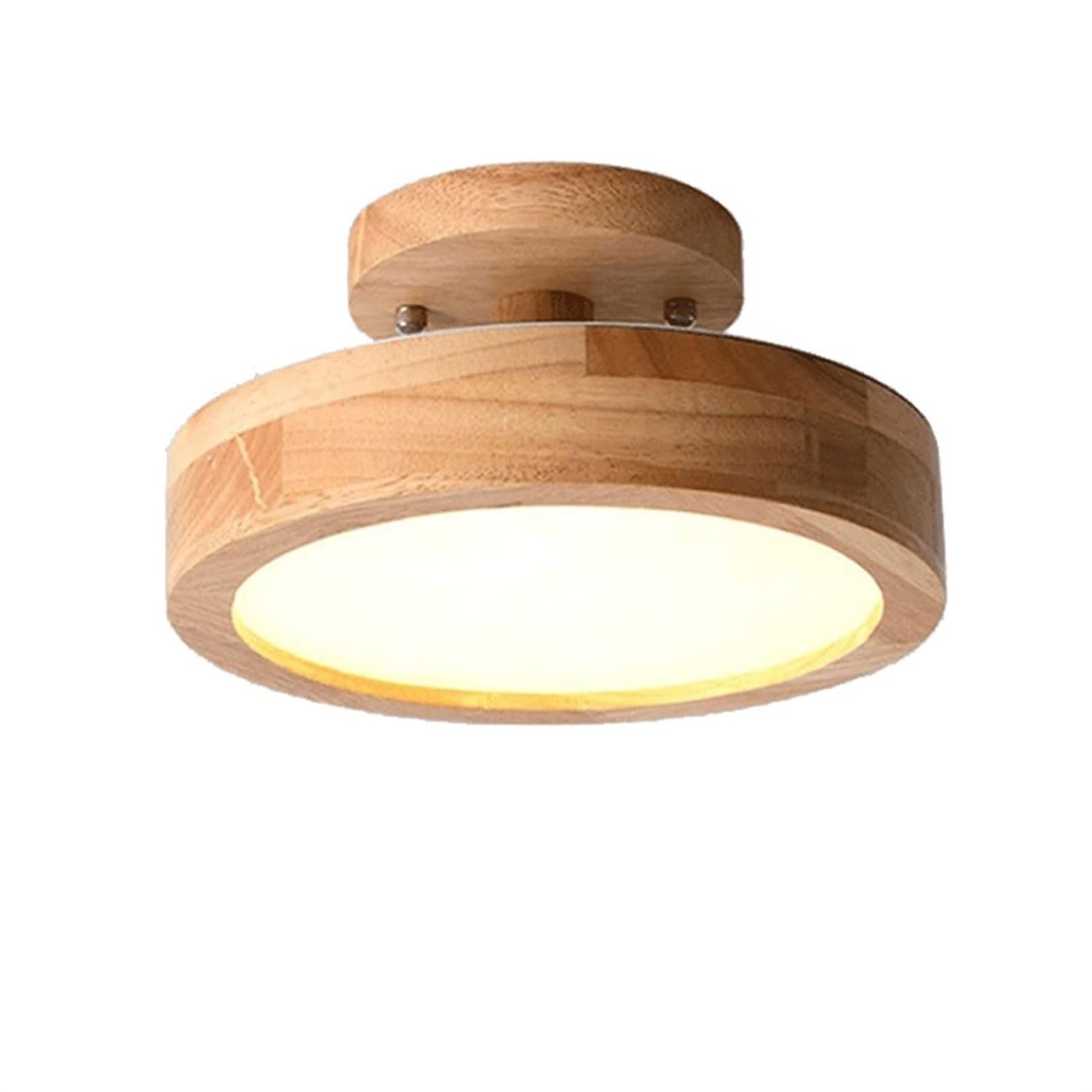 Ceiling Lamp Ceiling Lights Modern Minimalist Round Ceiling Light Wooden Metal Circle LED Ceiling Lamp Semi Flush Mount Ceiling Lighting Fixture for Entry Hallway Balcony Bedroom(Wood Color,White Ligh