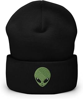 Hogue WS LLC Alien Face Hat (Embroidered Cuffed Beanie) Black