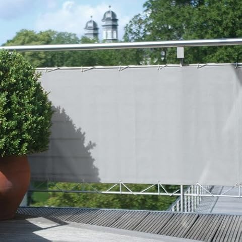 Floracord 12-75-50-07 Hochwertige Balkonumrandung aus Polyesterstoff 75 x 500 cm mit Zubehör montagefertig, silbergrau Cover