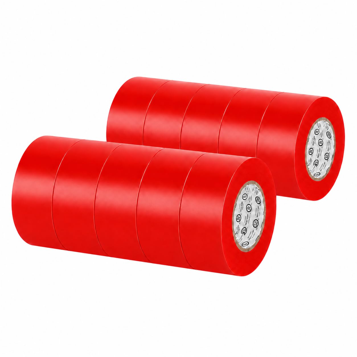 GGR Supplies EL-766AW Red General Purpose Electrical Tape, 2 Inch x 66 Feet, 7 Mil PVC, UL/CSA Listed Core, 600V Flame-Retardant Insulation for Wire Splicing, Bundling &amp; Color Coding, Pack of 10