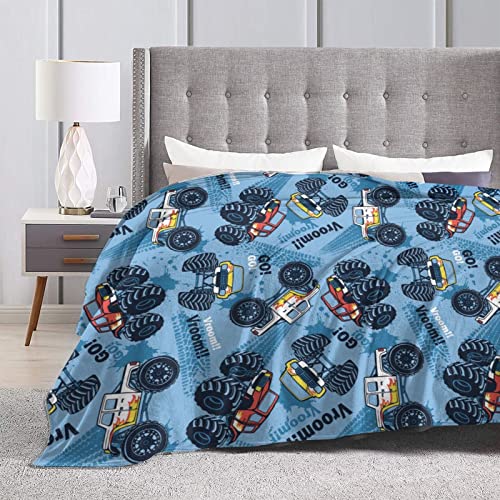 Perinsto Monster Truck Cars Pattern Throw Blanket Ultra Soft Warm All Season Decorative Fleece Blankets For Bed Chair Car Sofa Couch Bedroom 50"X40" #TOP4