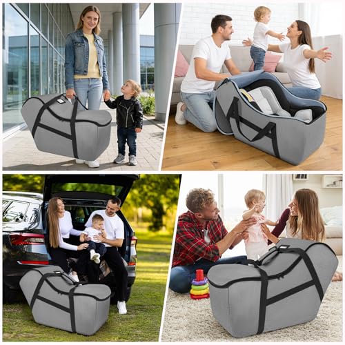 Image of Padded Car Seat Bag Compatible with Most Nuna Pipa Car Seats UPPAbaby MESA V2 without Base & Chicco KeyFit 30 and Base, Car Seat Travel Bag for Airplanes, Grey