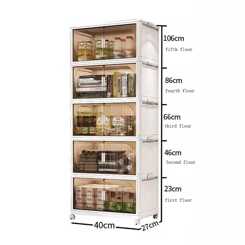 Scatola di archiviazione pieghevole con coperchio, scatola di archiviazione pieghevole con porta e ruote, scatola di archiviazione impilabile, scatola di stoccaggio del guardaroba in plastica