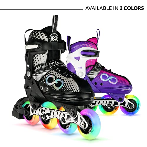 Crazy Skates Alpha Adjustable Inline Skates With Light Up Wheels - Available In Two Colors - Black/White (Size: Small | Us Mens J11-1 | Us Ladies J11-1 | Eu 30-33) #TOP6