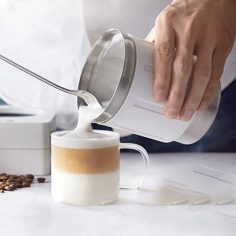 Vaporizador de Leche Batidora de Leche Calentador de Leche Calentador de vapor de leche de acero inoxidable más cálido, fabricante de espuma automático antiadherente, control de temperatura fría y