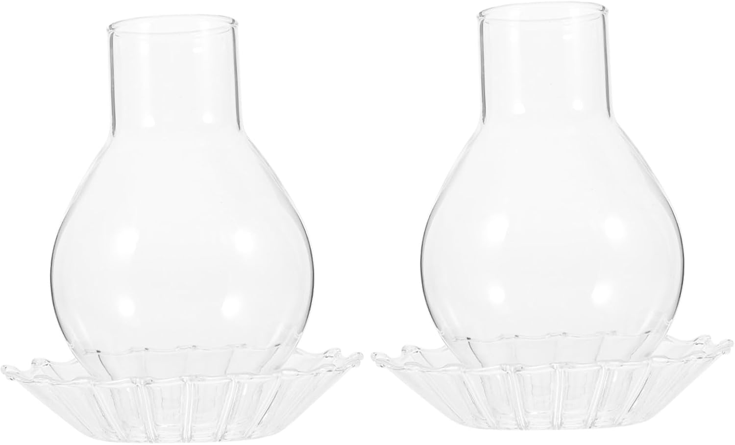 VILLCASE Windproof Glass Candle Holders Set of 2 with Striped Glass Base and Shade, Tealight Candle Shades Decorative for Home Table Centerpiece, Hurricane Candleholders for Indoor Use